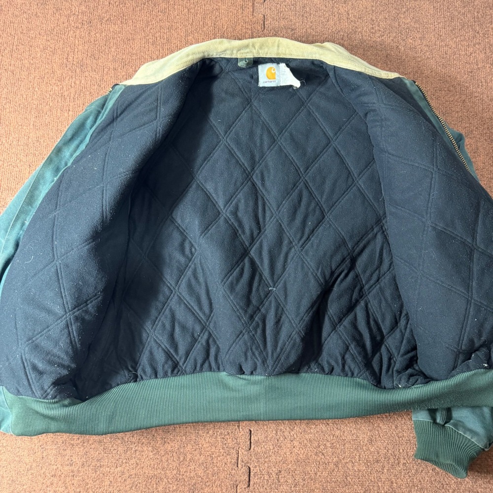 B+ Vintage Carhartt Santa Fe Jacket J14 HTG Hunter Green Quilted Lined Mens XL - Picture 7 of 7